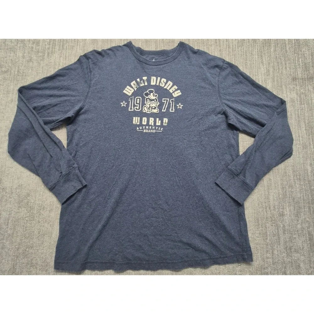 Disney‎ Parks Authentic Brand blue long sleeve t-shirt LG embroidered Mickey